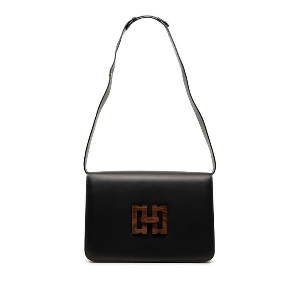 Salvatore Ferragamo Shoulder Bag Black Leather